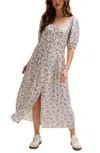 Lily And Lionel London Women's April Button Front Floral Print Midi Dress In White