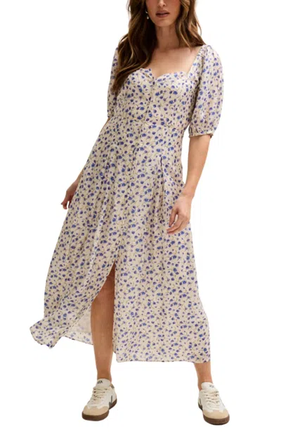 Lily And Lionel London Women's April Button Front Floral Print Midi Dress In White