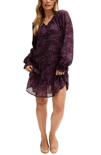 Lily And Lionel London Women's Henrietta Floral Print Button Down Mini Dress In Burgundy