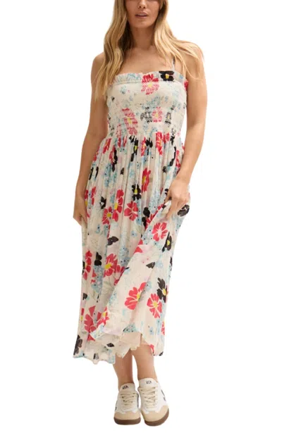 Lily And Lionel London Women's Jessica Detachable Strap Poppy Print Midi Dress In White