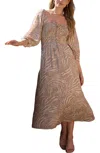 Lily And Lionel London Women's Lauren Shirred Bodice Banana Print Maxi Dress In Nude