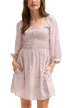 Lily And Lionel London Women's Lucy Shirred Bodice Banana Check Print Mini Dress In Pink