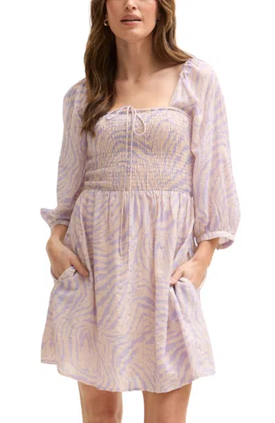 Lily And Lionel London Women's Lucy Shirred Bodice Banana Check Print Mini Dress In Pink