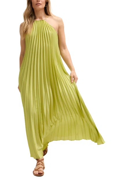Lily And Lionel London Women's Philomena Halter Neck Pleated Maxi Dress In Yellow