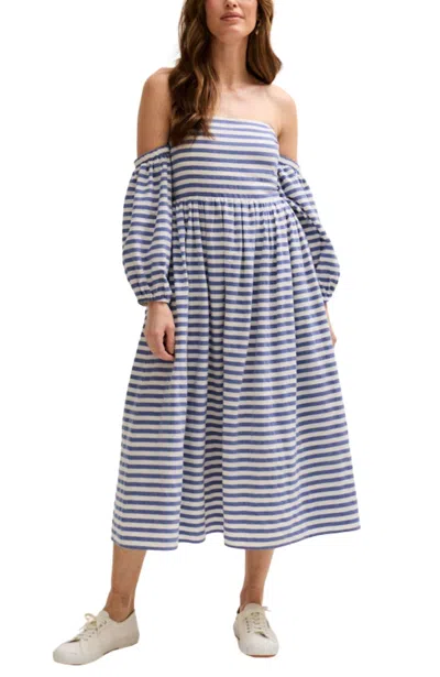 Lily And Lionel London Women's Sara Bardot Neck Midi Dress In Multi