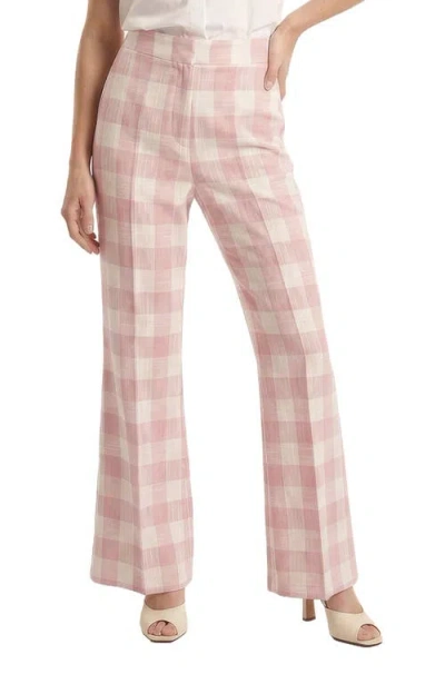 Lily And Lionel London Zena Flared Check Trouser In Pink
