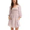 Lily And Lionel Lucy Shirred Bodice Banana Check Print Mini Dress In Pink