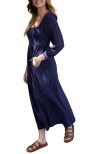 Lily And Lionel Pippa Shirred Bodice Maxi Dress In Blue