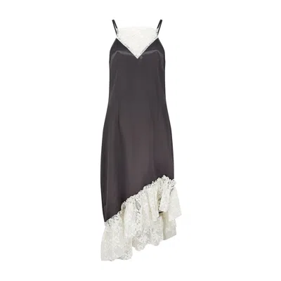 Lily And Lionel Women's Abby Lace Insert Midi Dress In Black & White In Multi