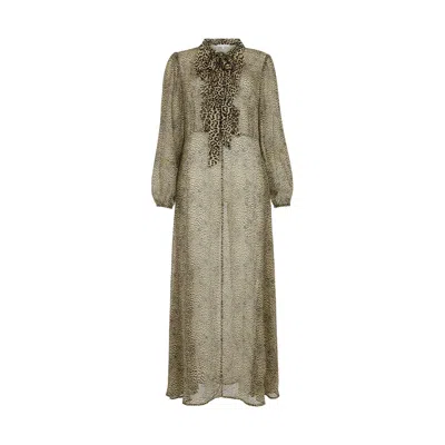 Lily And Lionel Women's Black / Brown Margot Leopard Midi Dress In Brown In Black/brown