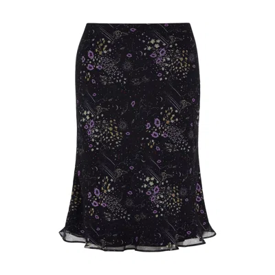 Lily And Lionel Women's Black Poppy Zodiac Midi Skirt In Multi