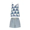 Lily And Lionel Women's Blue / White Camilla Aster Patchwork Cami & Short Pyjama Set In Blue In Blue/white