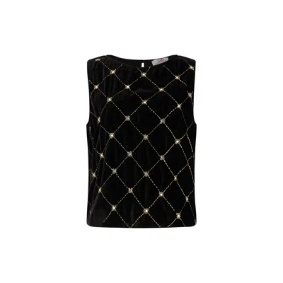 Lily And Lionel Women's Chiva Beaded Velvet Top In Black