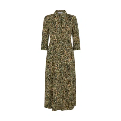 Lily And Lionel Women's Claire Button Down Leopard Print Midi Dress In Green