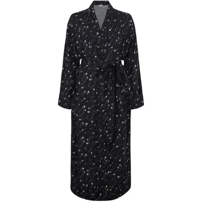 Lily And Lionel Women's Corina Kimono Style Shooting Star Print Robe In Black
