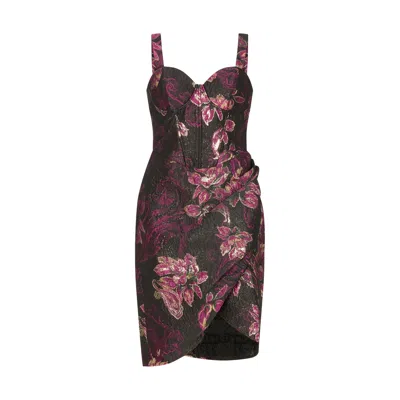 Lily And Lionel Women's Derry Floral Lurex Jacquard Mini Dress In Black In Purple