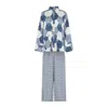 Lily And Lionel Women's Evie Aster Patchwork Pyjama Set In Blue In Blue