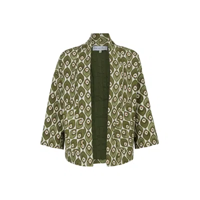 Lily And Lionel Women's Gaia Quilted Peacock Print Jacket In Green