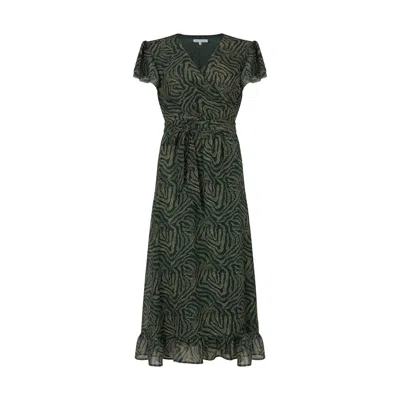 Lily And Lionel Women's Green / Black Devina Ruffle Detail Zebra Print Maxi Dress In Black In Multi