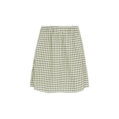 Lily And Lionel Women's Green / White Sadie Houndstooth Mini Skirt In Green In Green/white