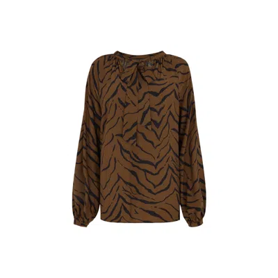 Lily And Lionel Women's Helena Tiger Blouse In Brown
