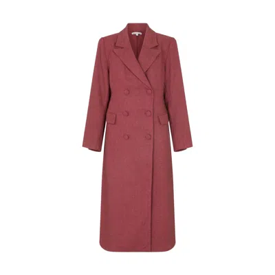 Lily And Lionel Women's Jakki Tailored Herringbone Print Coat In Pink In Burgundy