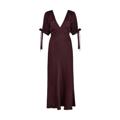 Lily And Lionel Women's Lydia Angel Sleeve Midnight Tiger Print Maxi Dress In Brown