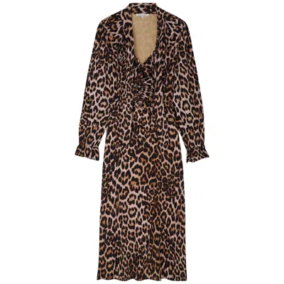 Lily And Lionel Women's Margot Big Cat Midi Dress In Brown