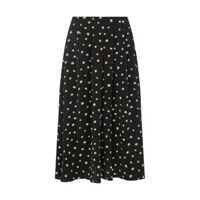 Lily And Lionel Women's Mila Side Slit Daisy Print Midi Skirt In Black