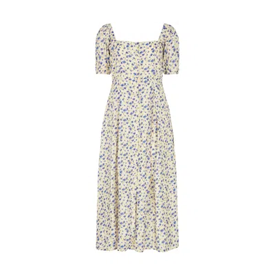 Lily And Lionel Women's Neutrals April Button Front Floral Print Midi Dress In Multi In Metallic