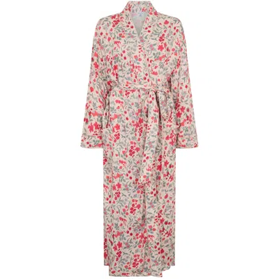Lily And Lionel Women's Neutrals Corina Kimono Style Jasmine Print Robe In Cream In White