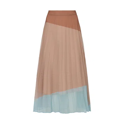Lily And Lionel Women's Neutrals Ladbarn Colour Block Pleated Maxi Skirt In Multi