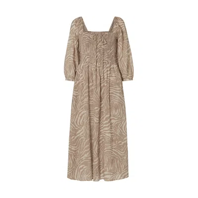 Lily And Lionel Women's Neutrals Lauren Shirred Bodice Banana Print Maxi Dress In Brown