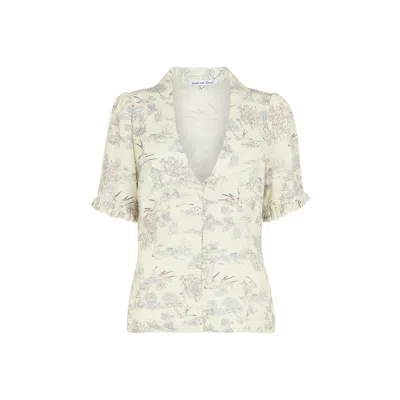 Lily And Lionel Women's Neutrals Rachel Vintage Inspired Short Sleeve Josephine Print Shirt In Cream In White