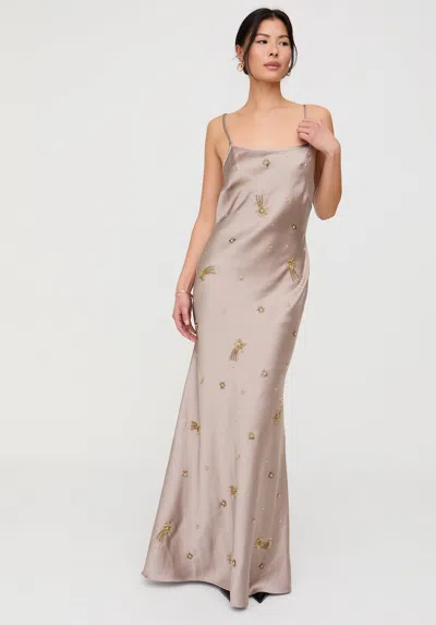 Lily And Lionel Women's Neutrals Starburst All Over Embellished Maxi Dress In Oyster In Pink