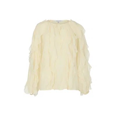 Lily And Lionel Women's Neutrals / White Sophie All Over Ruffle Blouse In Cream In Brown