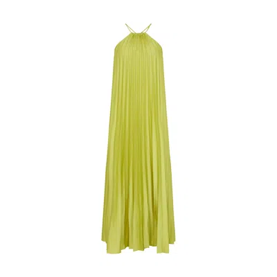 Lily And Lionel Women's Philomena Halter Neck Pleated Maxi Dress In Green