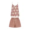 Lily And Lionel Women's Pink / Purple / Red Camilla Aster Pachwork Cami & Short Pyjama Set In Pink In Pink/purple/red