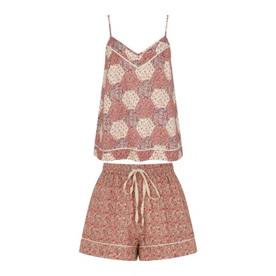 Lily And Lionel Women's Pink / Purple / Red Camilla Cami & Short Pyjama Set Aster Patchwork Pink In Pink/purple/red