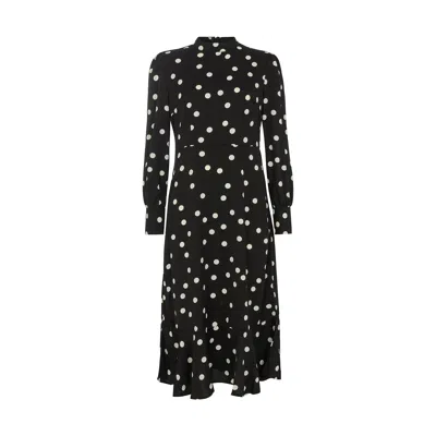 Lily And Lionel Women's Sophie Tiered Hem Polka Dot Print Midi Dress In Black
