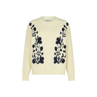 Lily And Lionel Women's White Clara Oversized Floral Print Jumper In Cream In Multi