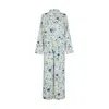 Lily And Lionel Women's White Evie Long Sleeve Pressed Floral Print Pyjama Set In Blue In White