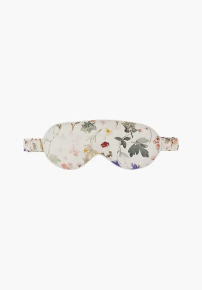 Lily And Lionel Women's White Eye Mask & Scrunchie Pouch Set Pressed Floral