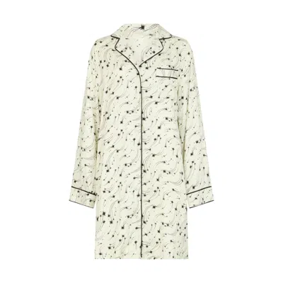 Lily And Lionel Women's White Simone Long Sleeve Shooting Star Print Nightshirt In Cream