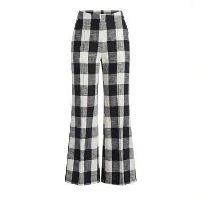 Lily And Lionel Women's Zena Flared Check Trouser In Black & White