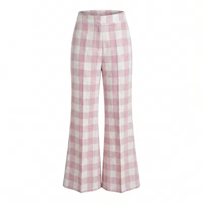 Lily And Lionel Women's Zena Flared Check Trouser In Pink