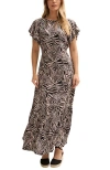 Lily And Lionel Zelda Tiered Zebra Print Maxi Dress In Black
