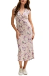 Lily And Lionel Zola Bias Cut Wonderland Print Midi Dress In Multi