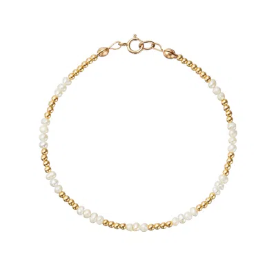 Lily & Roo Gold Beaded Mini Pearl Bracelet In Multi