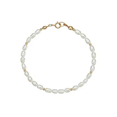 Lily & Roo Gold Beaded Seed Pearl Bracelet In White
